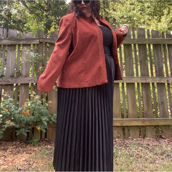 Vintage Jacket Blazer | Dark Orange Spice | Embroidered | Size 20W | Chic Boho - Picture 2 of 12